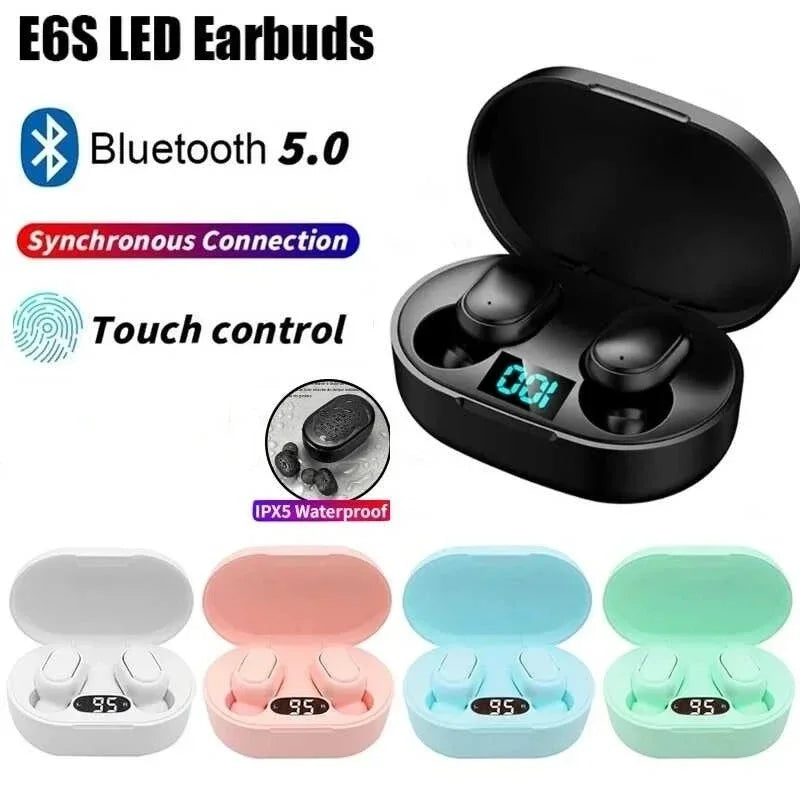 Fone de Ouvido Sem Fio TWS E6S Bluetooth com Sensor LED